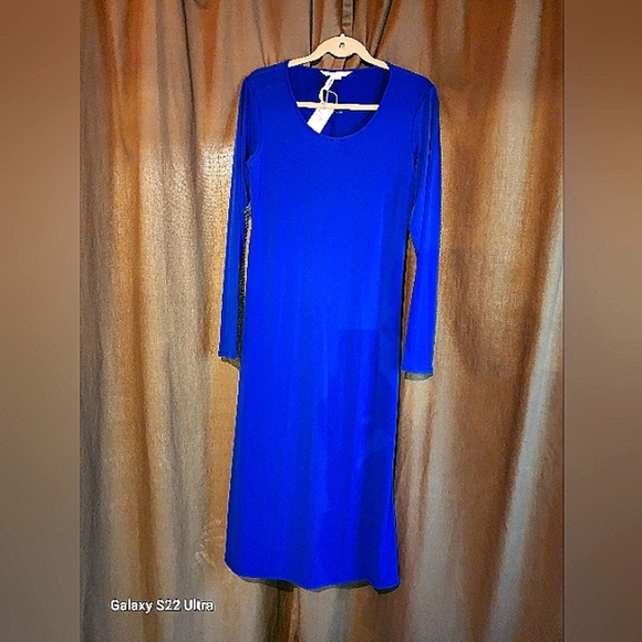 NWT - Price Firm - BCBGeneration Electric Blue Jersey Side-Slit Dress - Picture 2 of 6